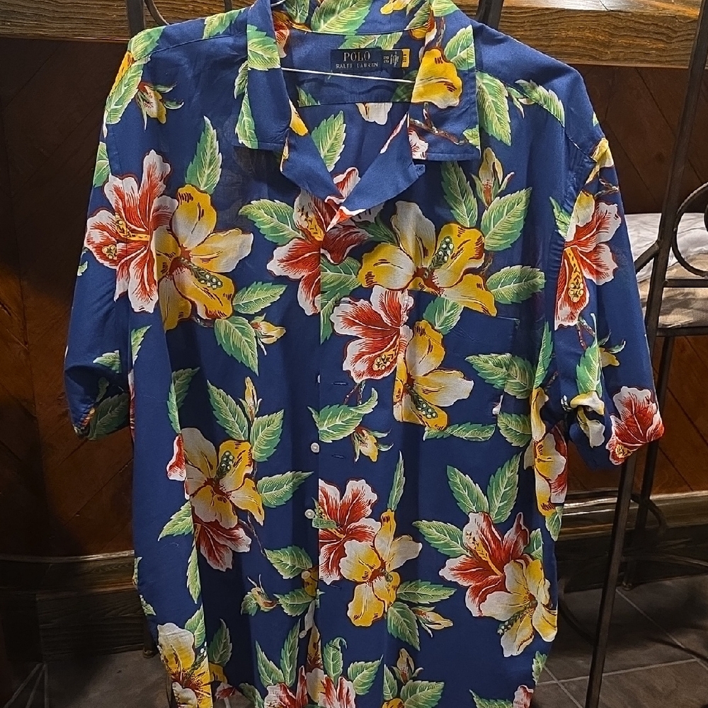 Polo by Ralph Lauren Men's Floral Shirt - Blue, Yellow, Red. 2XB Worn Once.